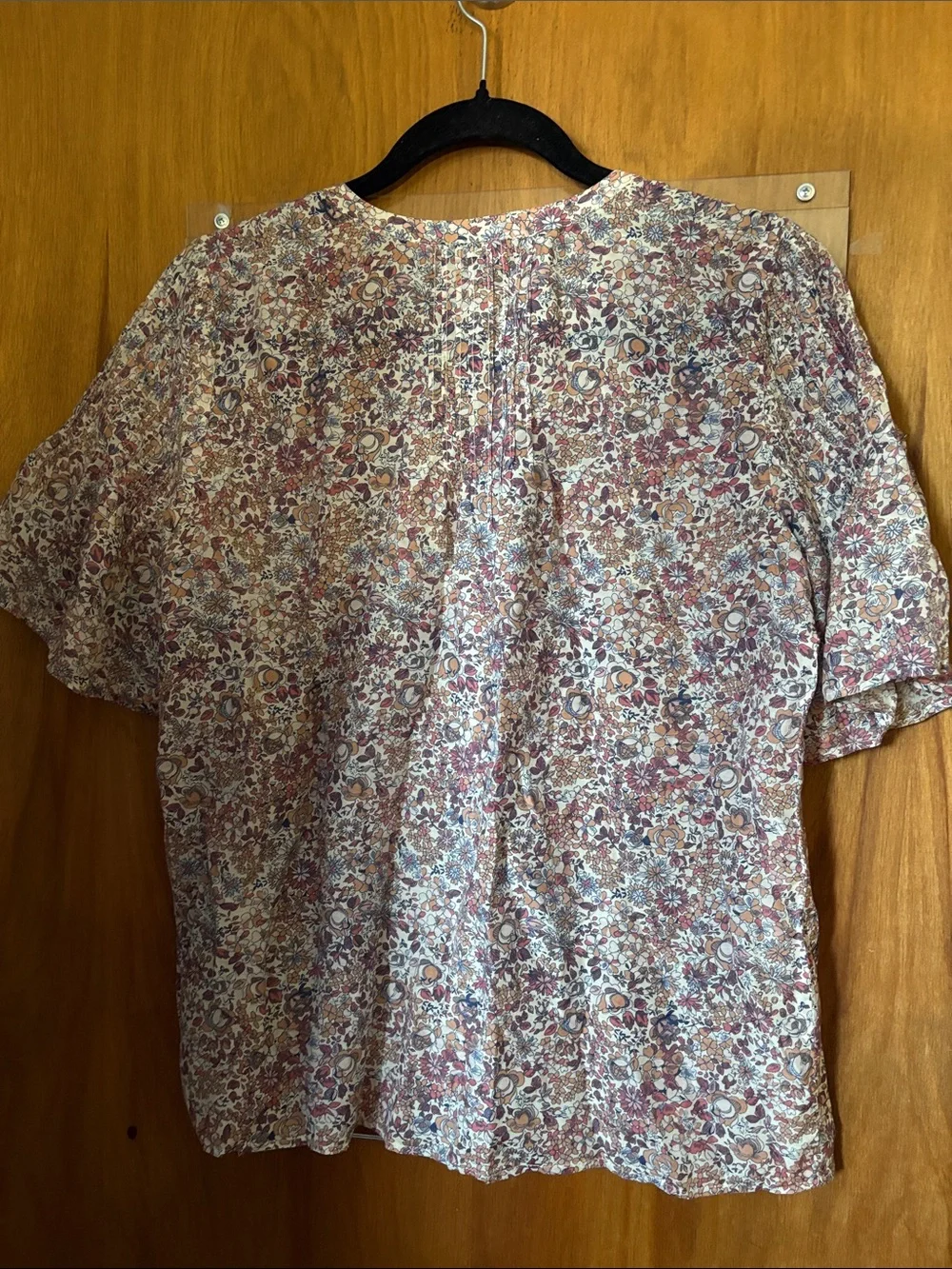 J. Crew Silk Cotton Floral Pintuck Button-Front Blouse